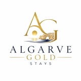 Algarve Gold Stays logo featuring gold letter A with beach scene and sun over water design